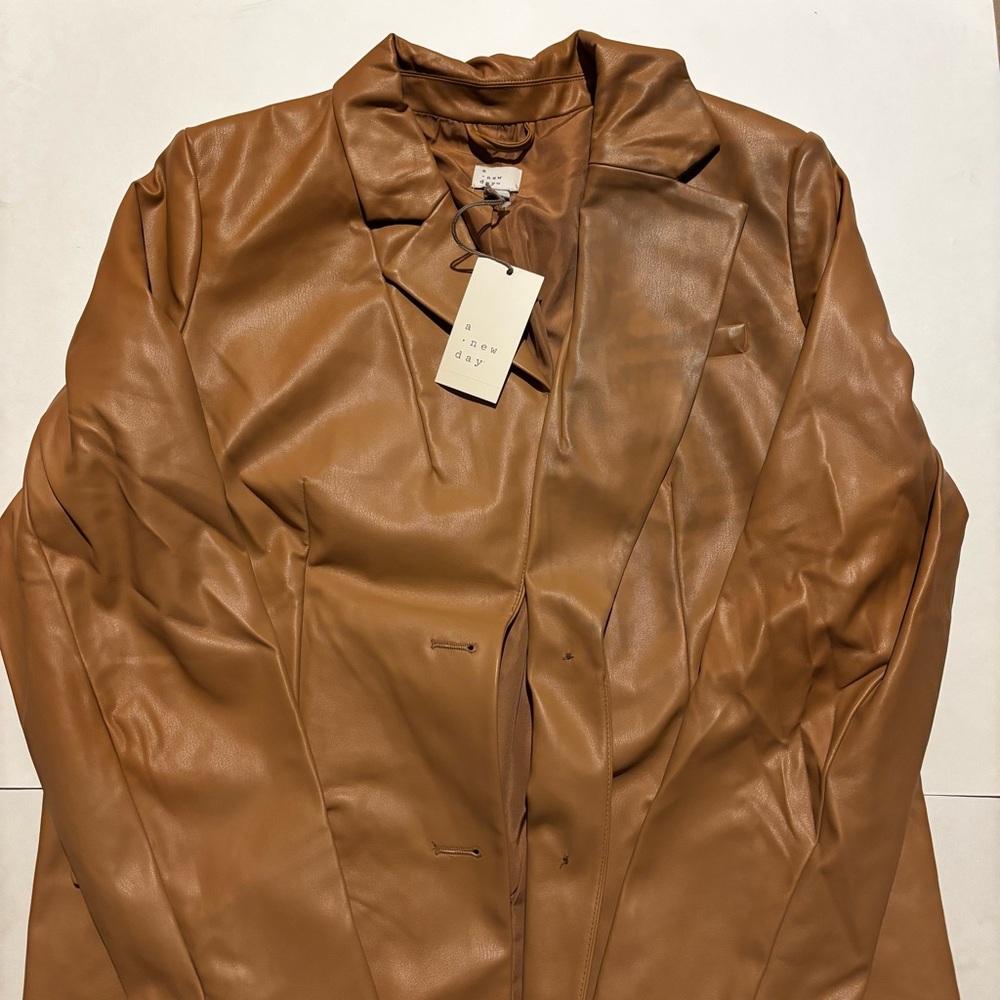 tan faux leather blazer from a new day (target)